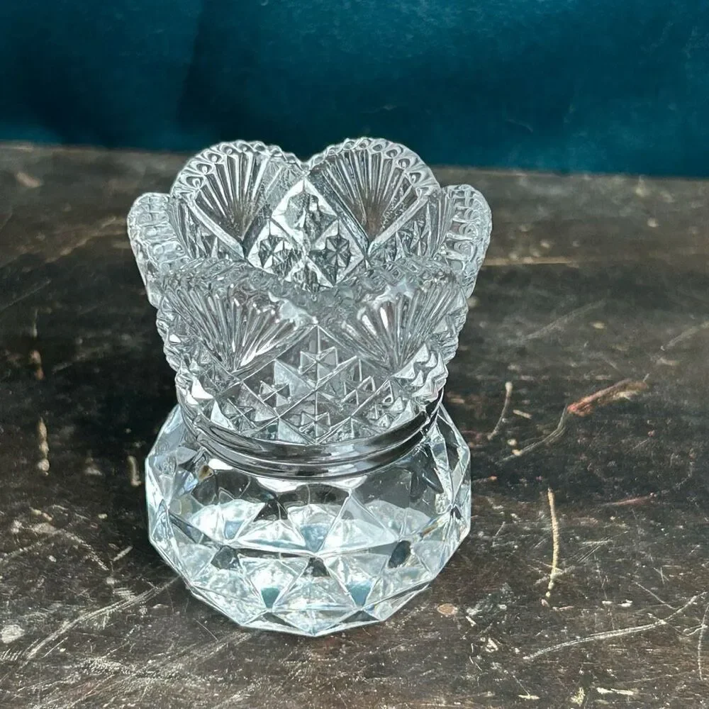 Westmorland Clear Glass Fan & File Toothpick Holder UV Reactive